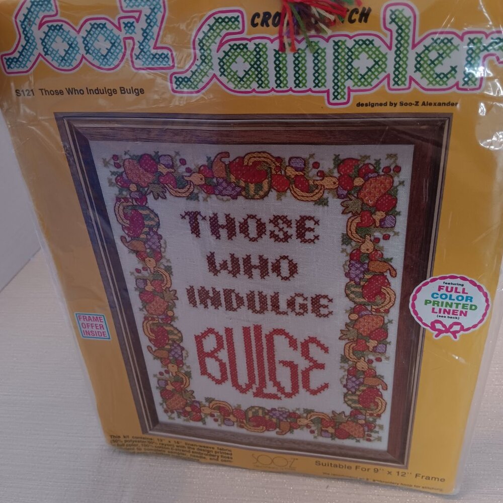 Vintage Cross Stitch Kit Strawberry Watermelon Fruits Linen Fabric MCM kitchen